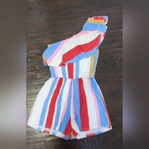 Asos Multicolor One-Shoulder Stripe Romper Sz 0